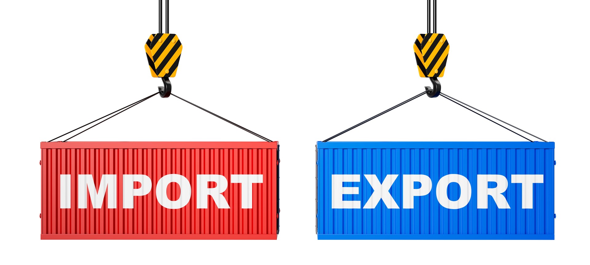 Import and export containers concept. 3D Rendering
